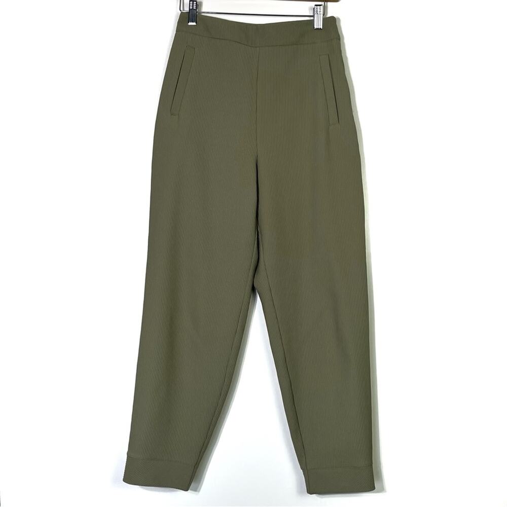 Zara Ribbed Olive Green Pull On Pant Size Small EUC